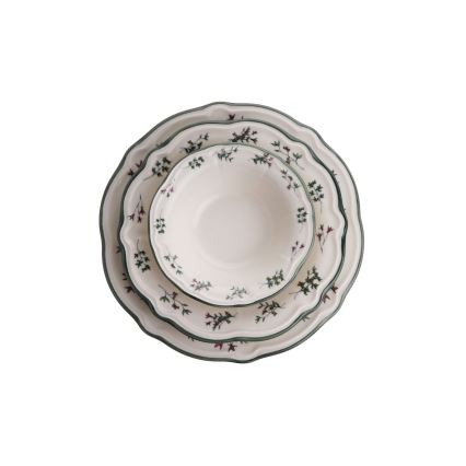 Komplet obiadowy 24 szt. biały/zielony/porcelana