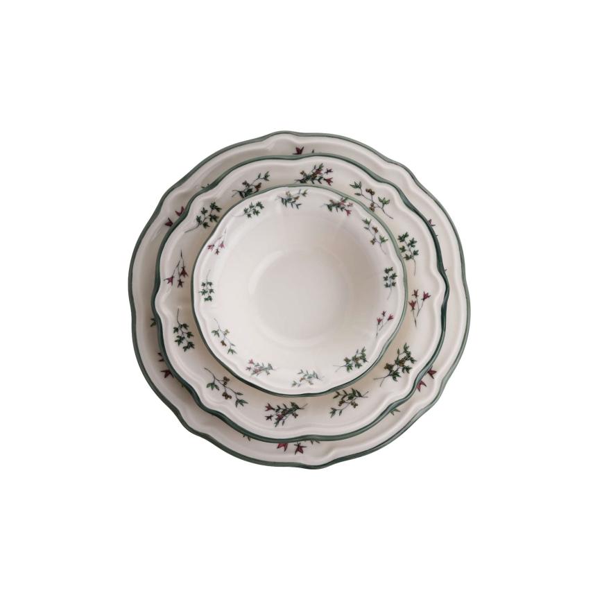 Komplet obiadowy 24 szt. biały/zielony/porcelana