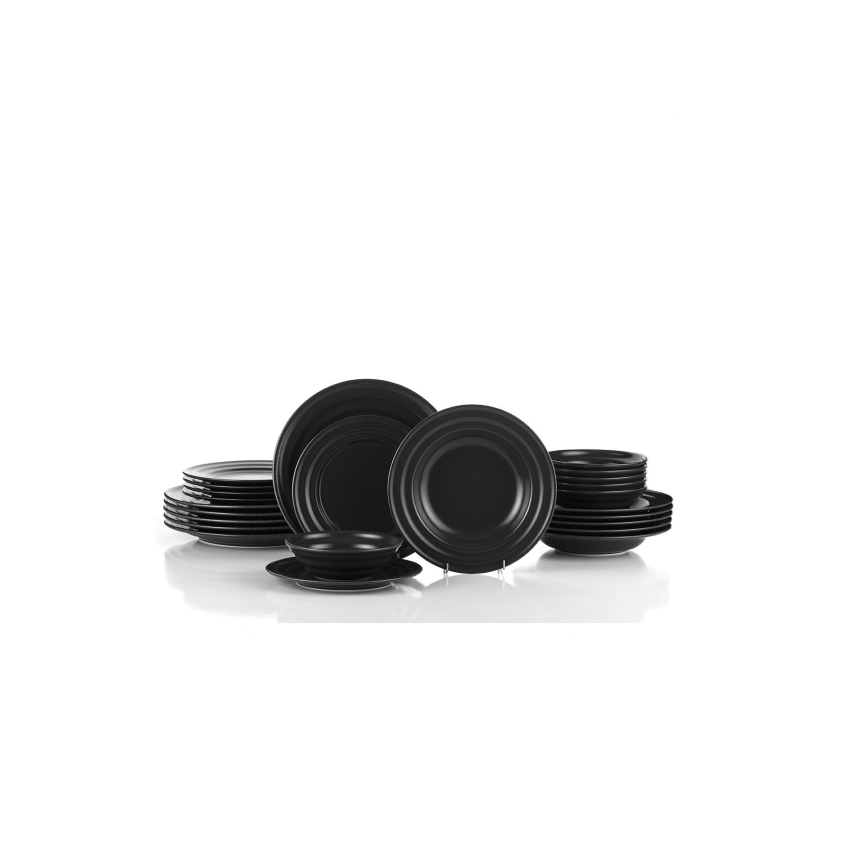 Komplet obiadowy 24 szt. czarny/porcelana