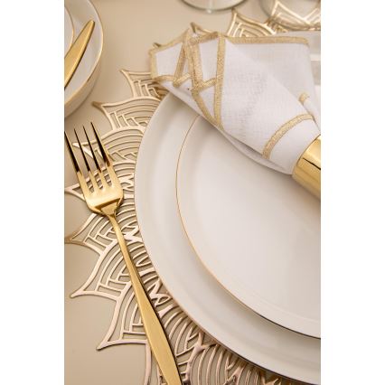 Komplet obiadowy 26-elementowy biały/złoty/porcelana
