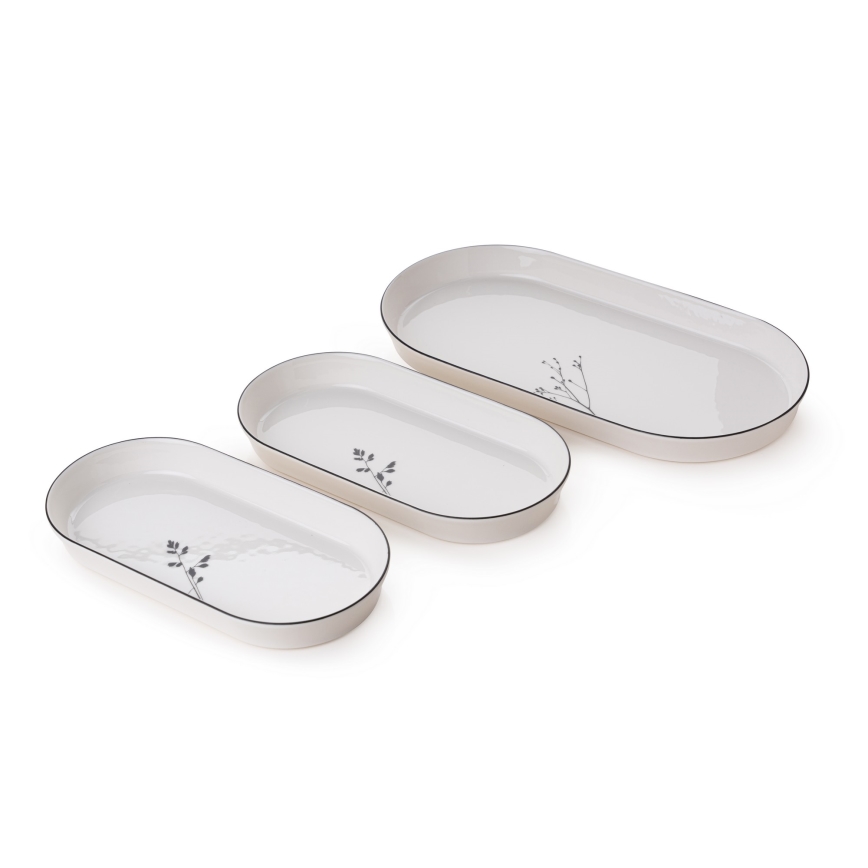 Komplet obiadowy 27-częściowy biały/czarny porcelana