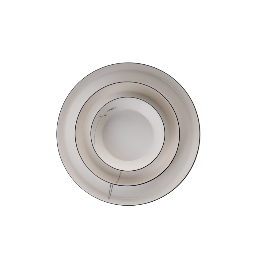 Komplet obiadowy 27-częściowy biały/czarny porcelana