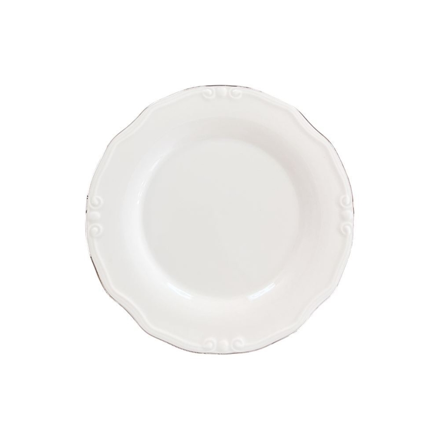 Komplet obiadowy 53-częściowy, biały/srebrny, porcelana