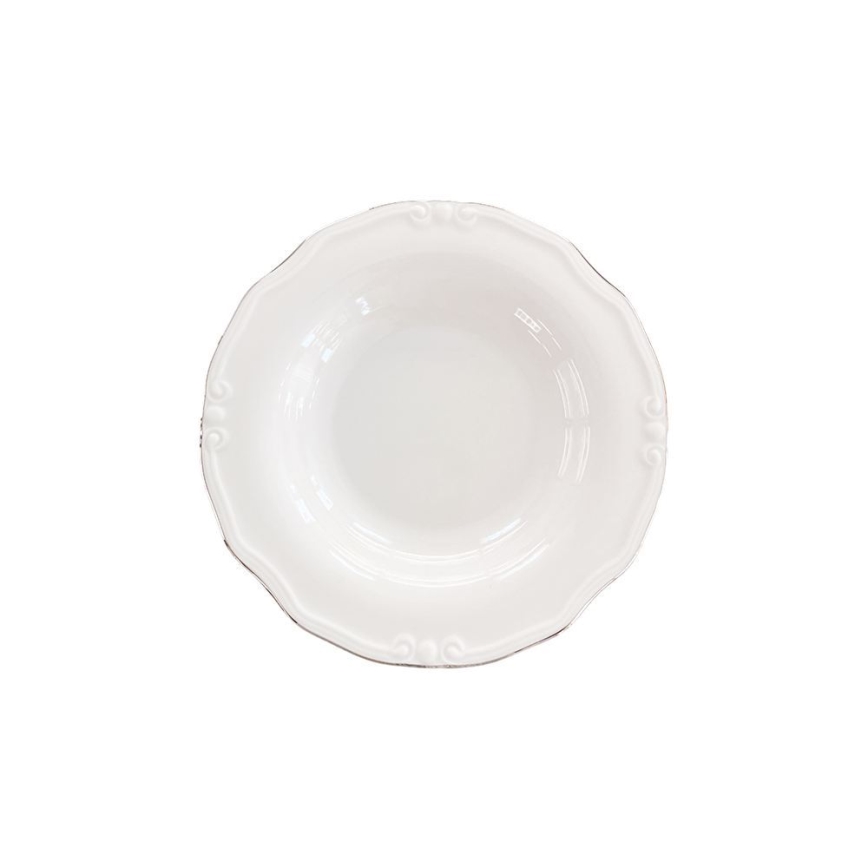 Komplet obiadowy 53-częściowy, biały/srebrny, porcelana