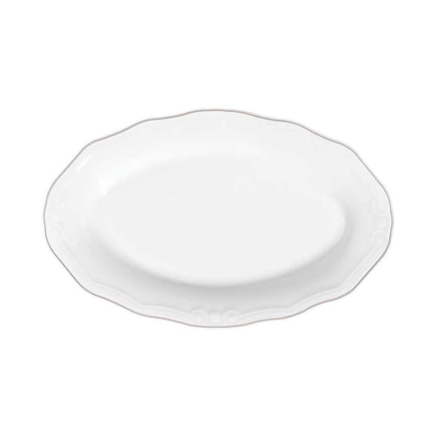 Komplet obiadowy 53-częściowy, biały/srebrny, porcelana