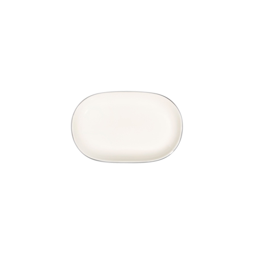 Komplet obiadowy 53-częściowy, kremowy/srebrny/porcelana