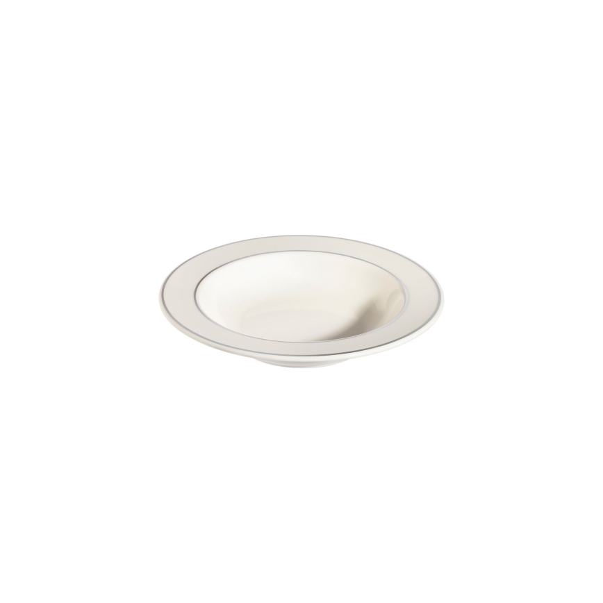 Komplet obiadowy 53-częściowy, kremowy/srebrny/porcelana
