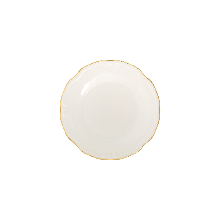 Komplet zastawy stołowej 53 części biały/złoty/porcelana