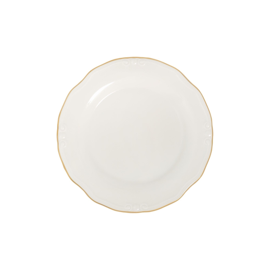 Komplet zastawy stołowej 53 części biały/złoty/porcelana