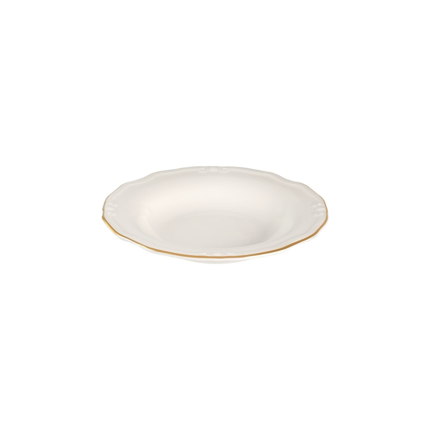 Komplet zastawy stołowej 53 części biały/złoty/porcelana