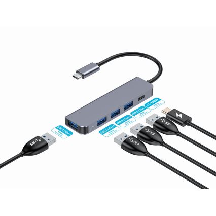 Koncentrator USB-C 5 w 1 z Power Delivery 100 W
