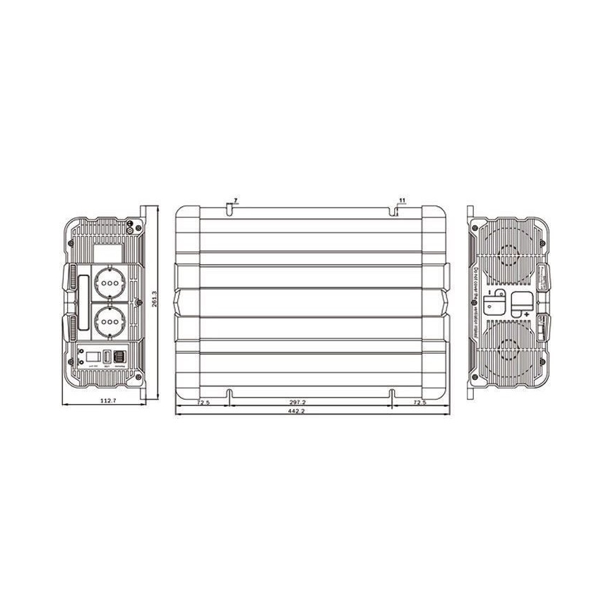 Konwerer napięcia 3000W/24V/230V + przewodowy pilot zdalnego sterowania
