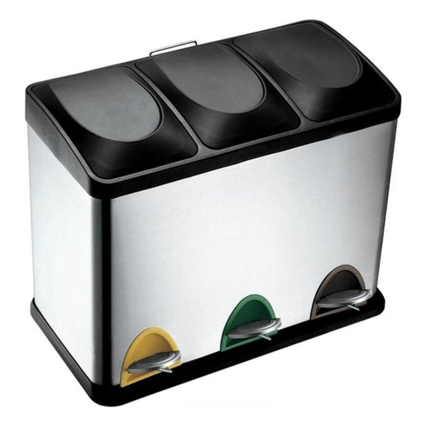 Kosz na odpady segregowane 45 l czarny/stal nierdzewna