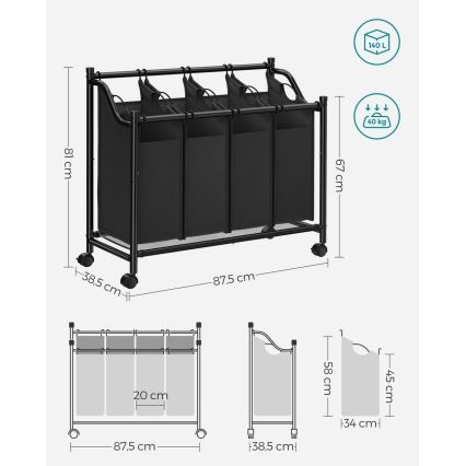 Kosz na pranie LINA czarny