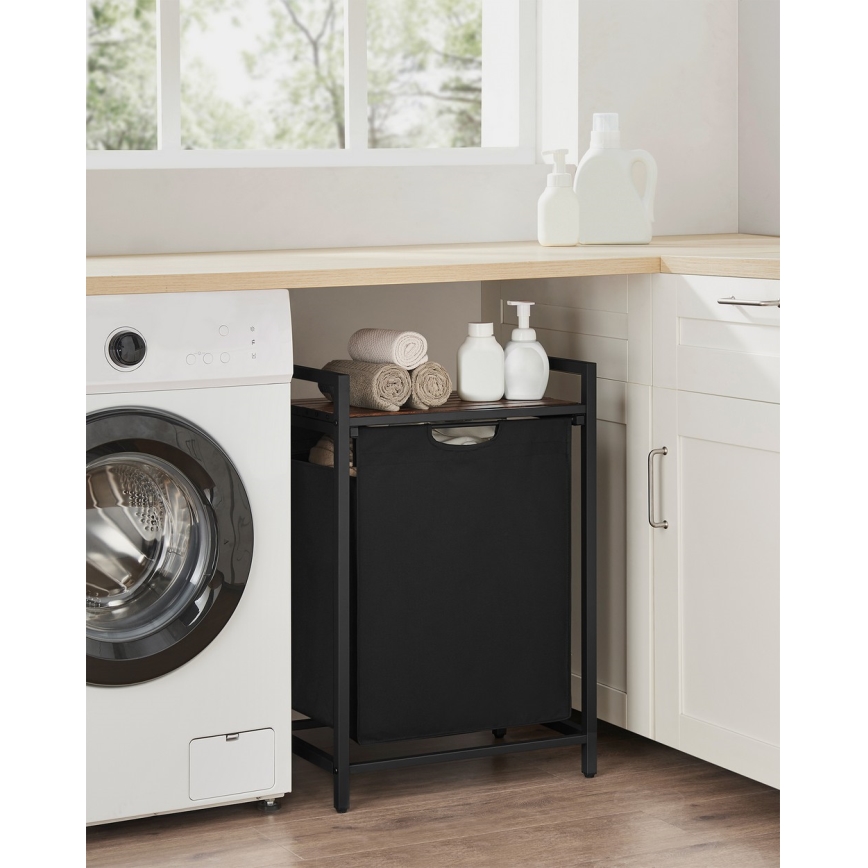 Kosz na pranie REX brązowy/czarny