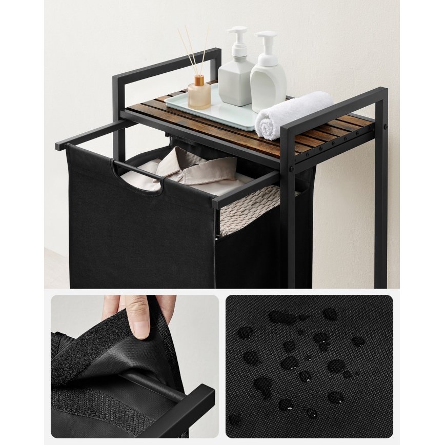 Kosz na pranie REX brązowy/czarny