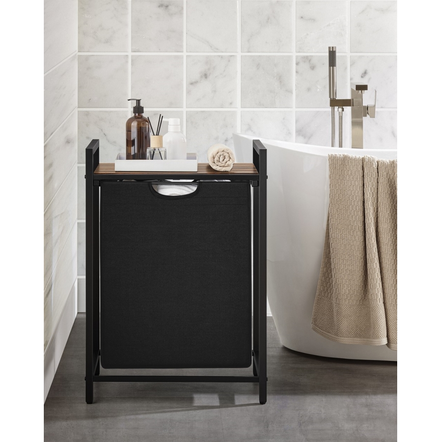 Kosz na pranie REX brązowy/czarny