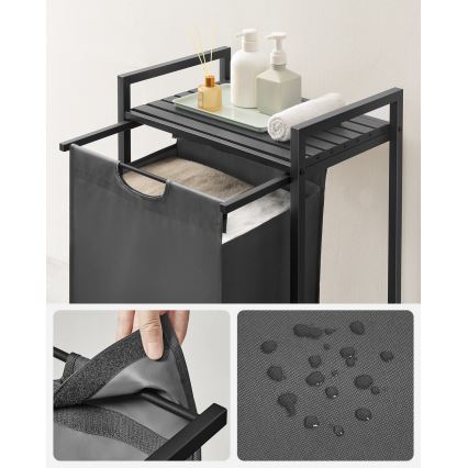 Kosz na pranie REX czarny/szary