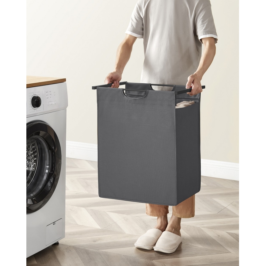 Kosz na pranie REX czarny/szary