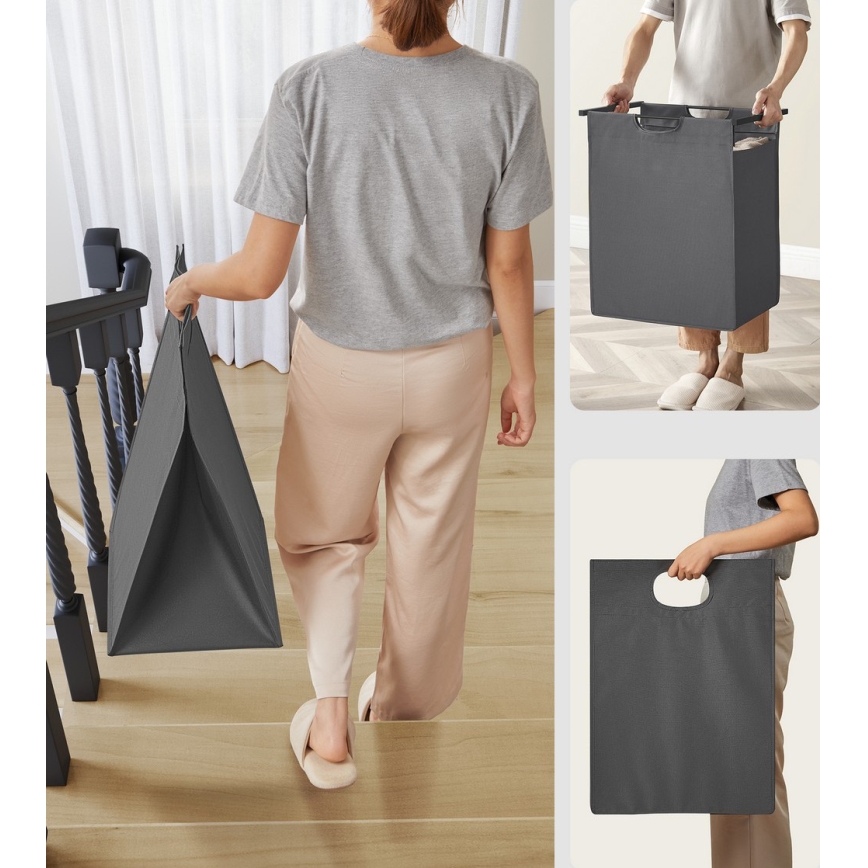 Kosz na pranie REX czarny/szary