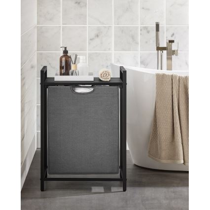 Kosz na pranie REX czarny/szary