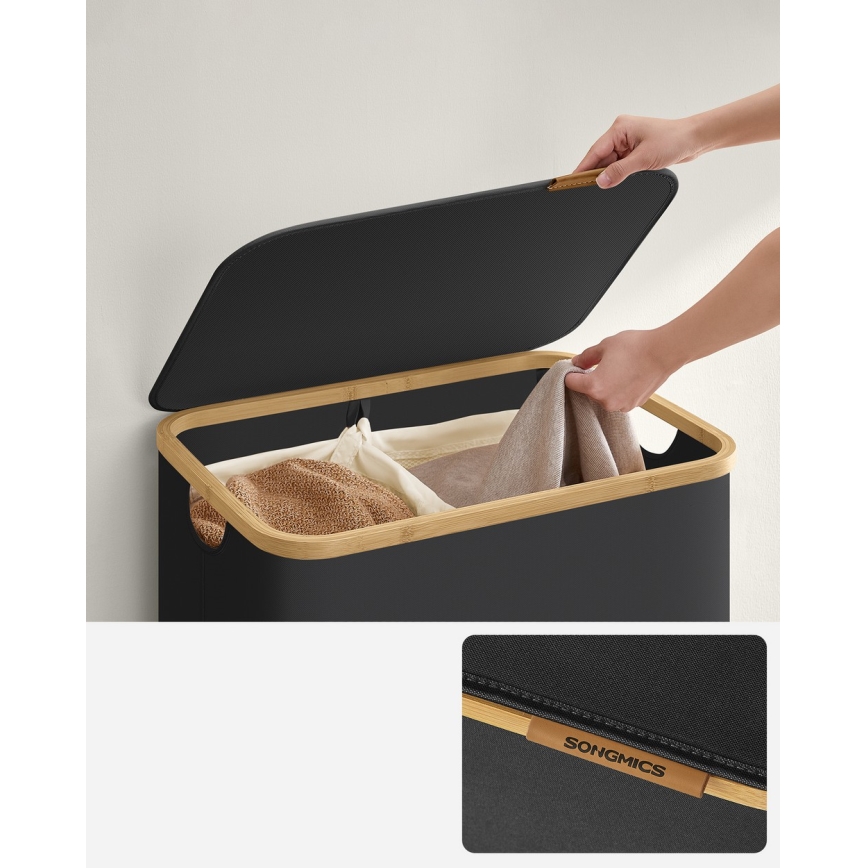 Kosz na pranie TATE czarny