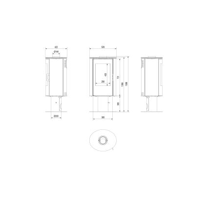 Kratki - Kominek stalowy 8kW 150mm