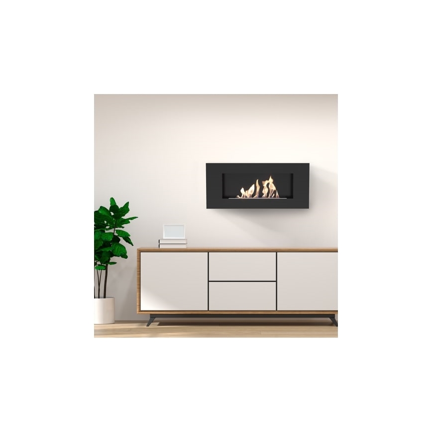 Kratki - Ścienny BIO kominek 40x90 cm 1,5kW czarny