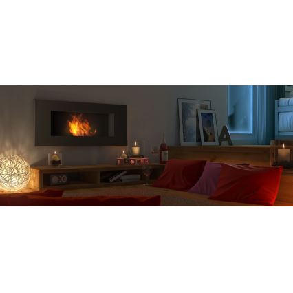 Kratki - Wbudowany BIO kominek 40x90 cm 2kW czarny