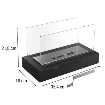 Kratki - BIO kominek 21,8x35,4 cm 1kW czarny