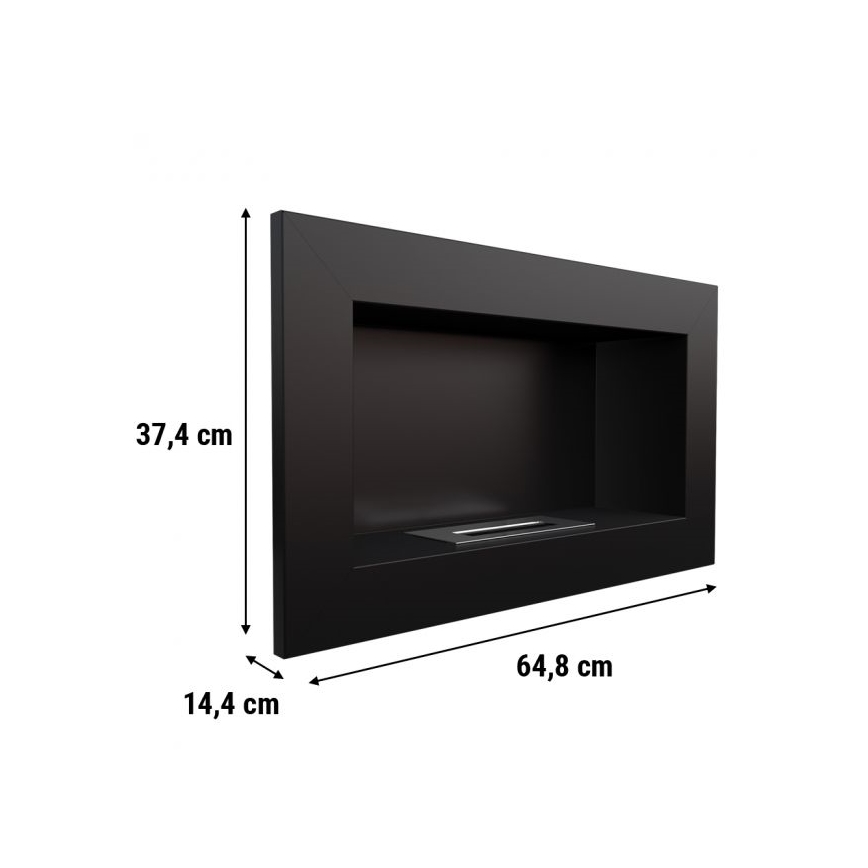 Kratki - Wbudowany BIO kominek 37,4x64,8 cm 1kW czarny