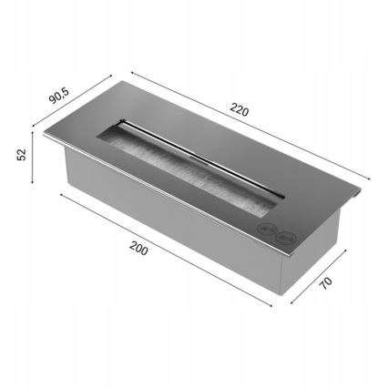 Kratki - BIO kominek 40,2x70 cm 2kW czarny