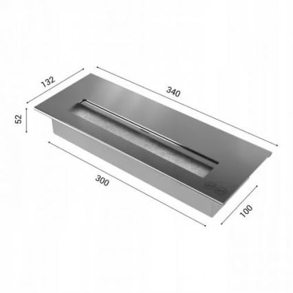 Kratki - BIO kominek 8,5x49 cm 2,5kW czarny