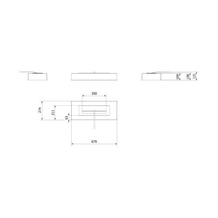 Kratki - BIO kominek 10x67 cm 3kW czarny