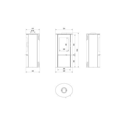 Kratki - Kominek stalowy 8kW 150mm