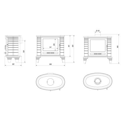 Kratki - Kominek żeliwny 9kW 130 mm