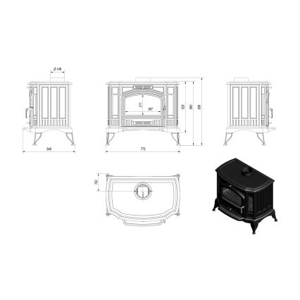 Kratki - Kominek żeliwny 10kW 150mm