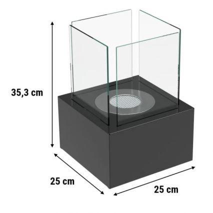 Kratki - BIO kominek 35,3x25 cm 1kW czarny