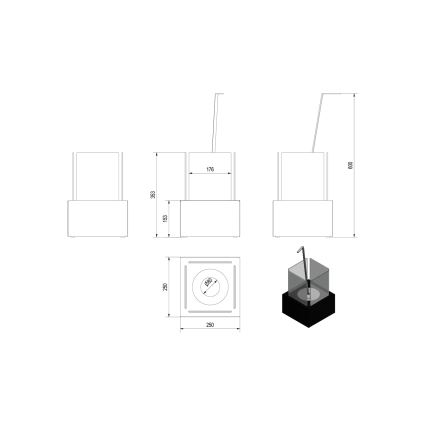 Kratki - BIO kominek 35,3x25 cm 1kW czarny