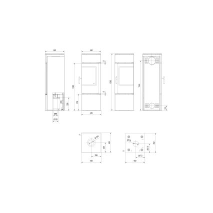 Kratki - Kominek stalowy 8kW 150mm