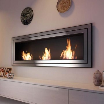 Kratki - Wbudowany kominek BIO 65x180 cm 3x2,5kW błyszczący chrom