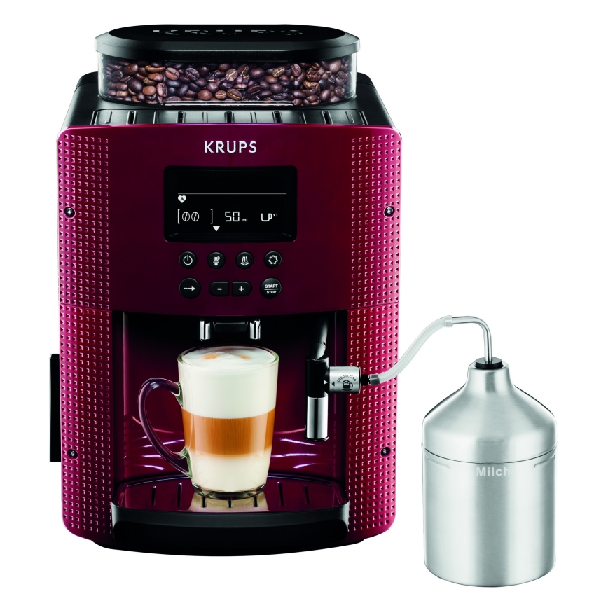 Krups - Automatyczny ekspres do kawy z pojemnikiem na mleko ESSENTIAL 1450W/230V czerwony