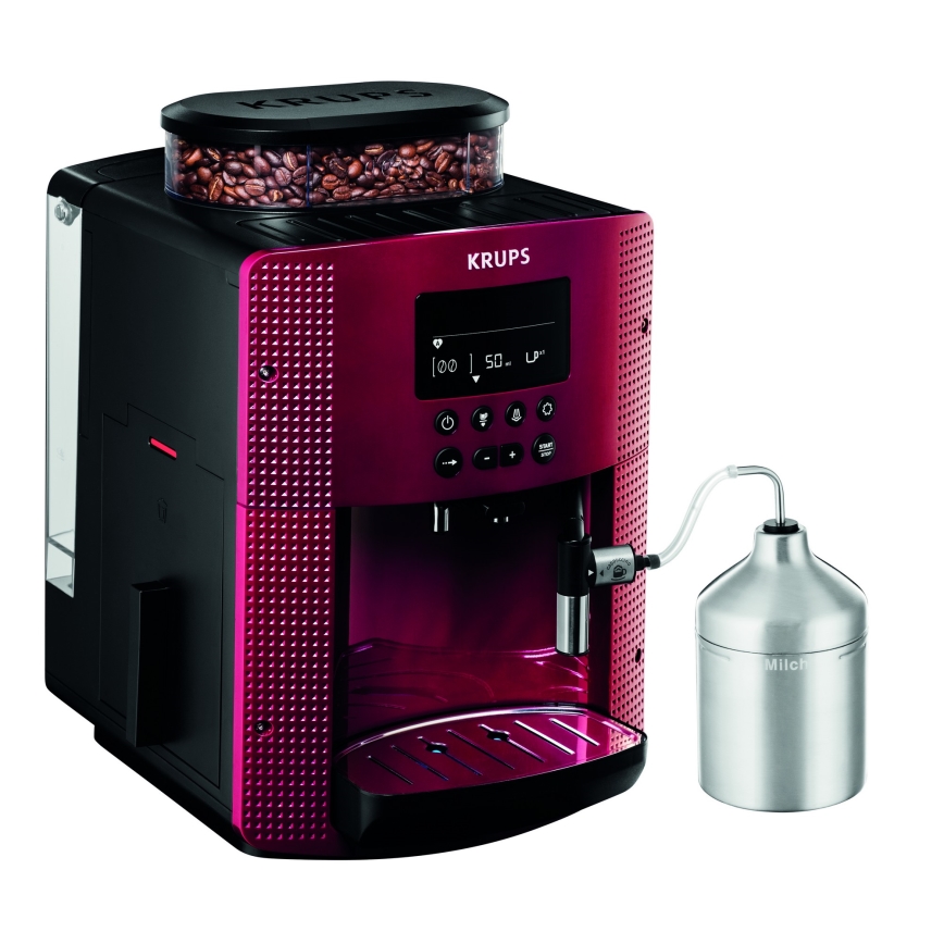 Krups - Automatyczny ekspres do kawy z pojemnikiem na mleko ESSENTIAL 1450W/230V czerwony