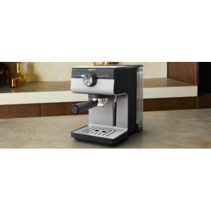 Krups - Dźwigniowy ekspres do kawy na dwie filiżanki AUTHENTIC 1450W/230V szary