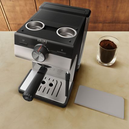 Krups - Dźwigniowy ekspres do kawy na dwie filiżanki AUTHENTIC 1450W/230V szary