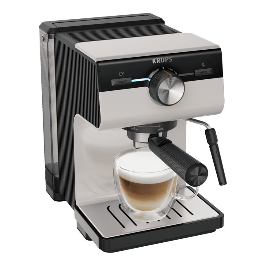 Krups - Dźwigniowy ekspres do kawy na dwie filiżanki AUTHENTIC 1450W/230V szary