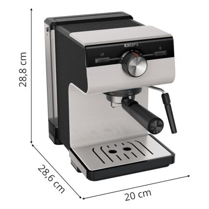 Krups - Dźwigniowy ekspres do kawy na dwie filiżanki AUTHENTIC 1450W/230V szary