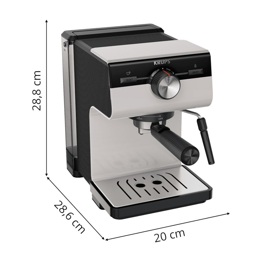 Krups - Dźwigniowy ekspres do kawy na dwie filiżanki AUTHENTIC 1450W/230V szary