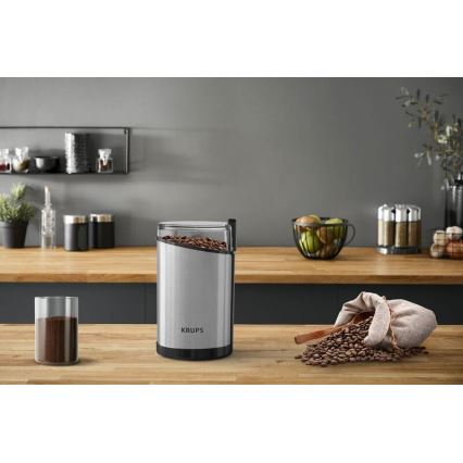 Krups - Elektryczny młynek do kawy 85g FAST-TOUCH 200W/230V matowy chrom
