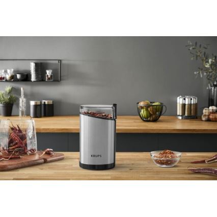 Krups - Elektryczny młynek do kawy 85g FAST-TOUCH 200W/230V matowy chrom